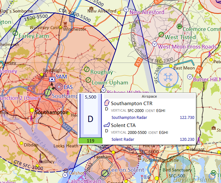 Southampton CTR and Solent CTA chart